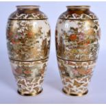 A GOOD PAIR OF 19TH CENTURY JAPANESE MEIJI PERIOD SATSUMA VASES painted with foliage, butterflies an
