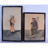 E HOLT (19th/20th Century) Watercolour, Pair of figures. Largest image 36 cm x 20 cm.