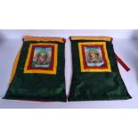 A PAIR OF EARLY 20TH CENTURY SINO TIBETAN THANGKA together with four scrolls. (6)