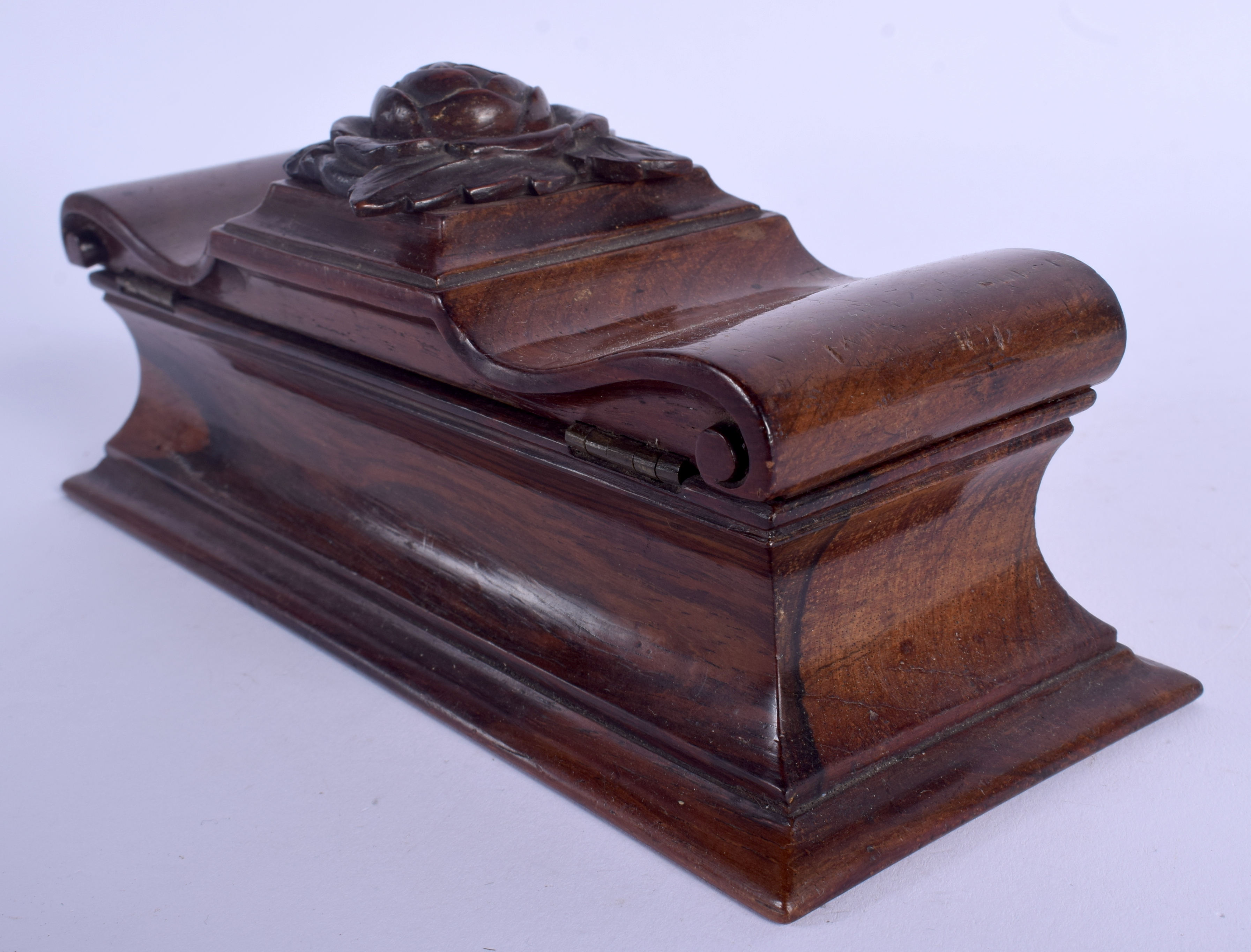 A RARE 19TH CENTURY ELIZABETH HARGREAVES 1845 RECTANGULAR BOX with floral finial. 22 cm wide. - Image 3 of 5