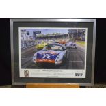 Framed Limited edition signed print 26/150 James Dugdale Motor racing 50 x 31 cm.