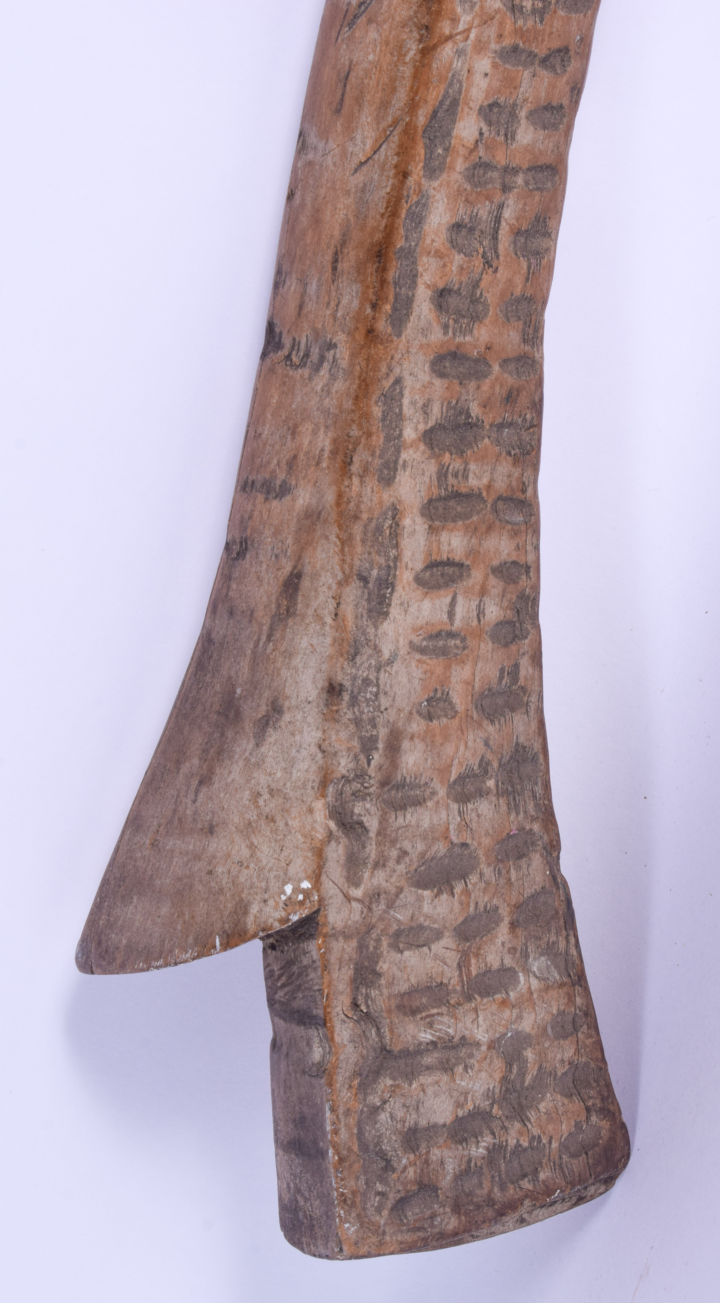 A 19TH CENTURY FIJIAN TRIBAL CARVED WOOD GUN STOCK TRIBAL CLUB. 96 cm long. - Image 3 of 5