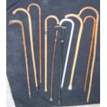 Collection of wooden and metal walking sticks 106cm (10).