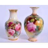 A ROYAL WORCESTER VASE painted with Hadley style roses shape H 302 date code for 1912 and a Royal Wo