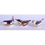 Royal Crown Derby paperweights: Three birds. 6.5cm high