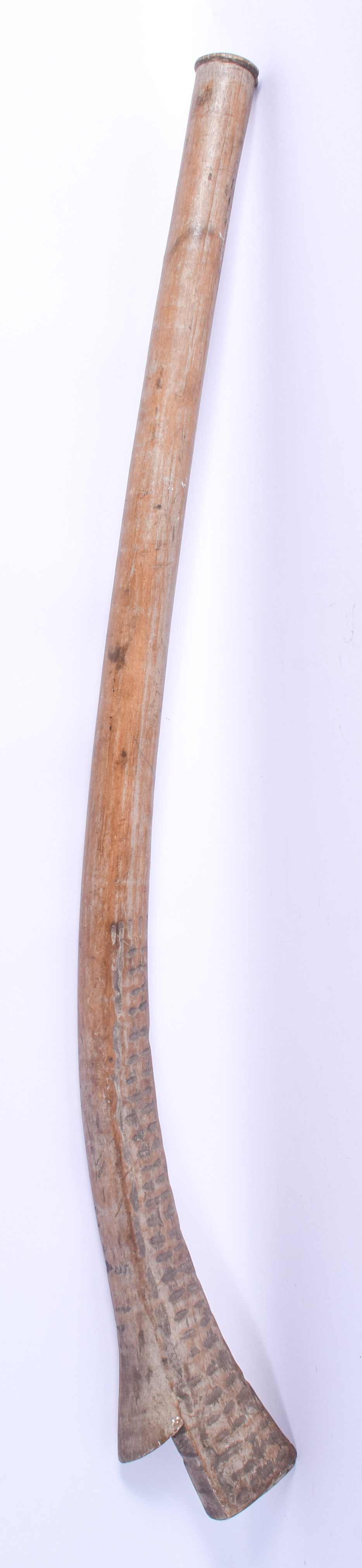 A 19TH CENTURY FIJIAN TRIBAL CARVED WOOD GUN STOCK TRIBAL CLUB. 96 cm long. - Image 2 of 5