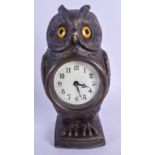 A CONTEMPORARY BRONZE OWL CLOCK. 16.5 cm high.