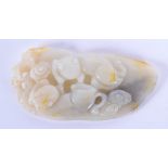 A 19TH CENTURY CHINESE CARVED WHITEISH GREY JADE PLAQUE Qing. 10 cm x 5 cm.