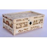 A 19TH CENTURY CHINESE CANTON IVORY CASKET Qing. 15 cm x 9 cm.