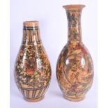 TWO 19TH CENTURY PERSIAN FAIENCE VASES. Largest 27 cm high. (2)