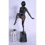 French School (C1910) Bronze, Dancing female. 35 cm high overall.