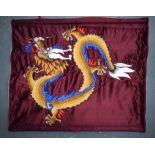 AN EARLY 20TH CENTURY CHINESE SILK WORK DRAGON PANEL Late Qing. 60 cm x 78 cm.
