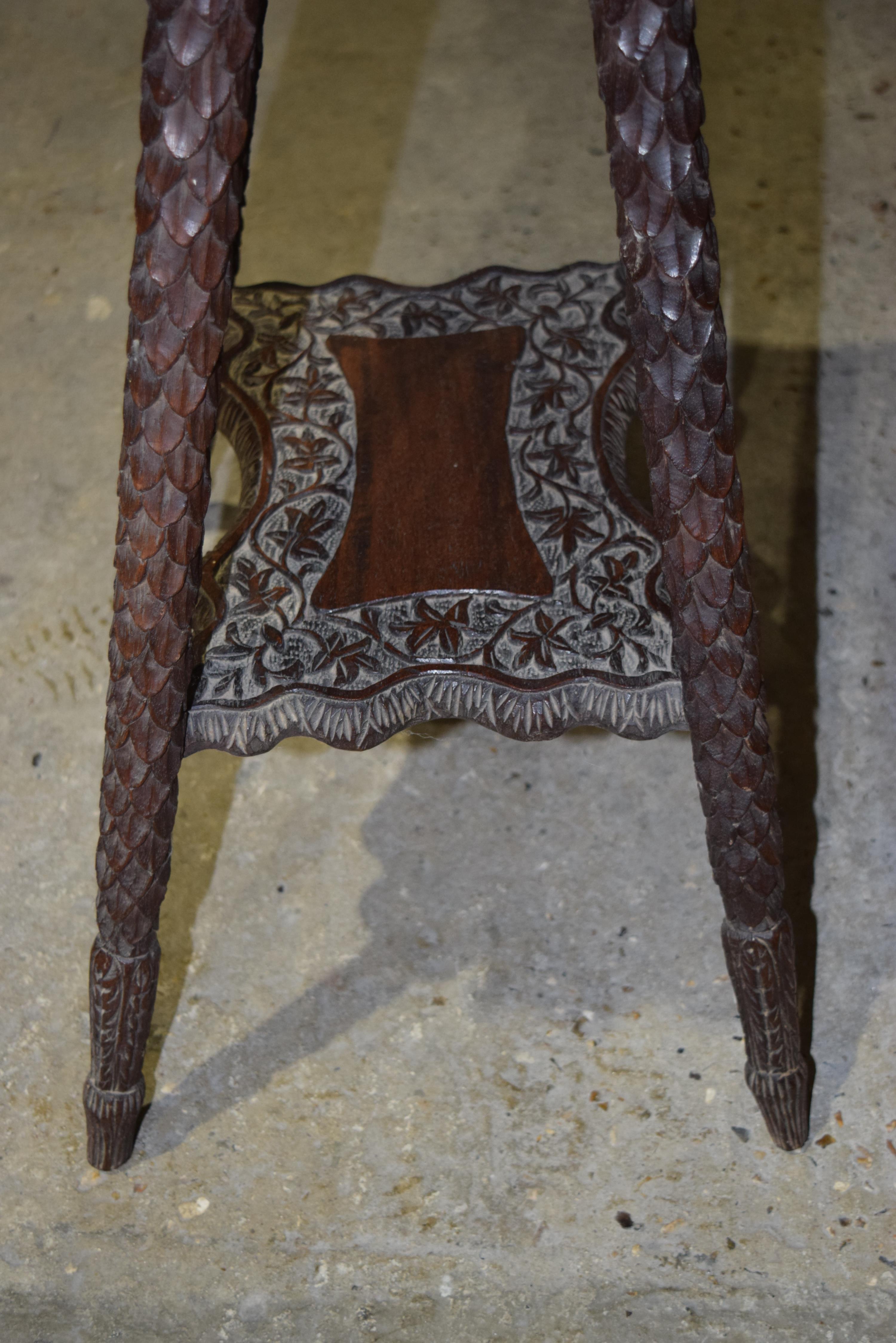 A small Anglo Indian carved wooden table 60 x 48 cm. - Image 3 of 4