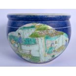 A CHINESE BLUE GLAZED PORCELAIN BOWL 20th Century. 18 cm x 15 cm.