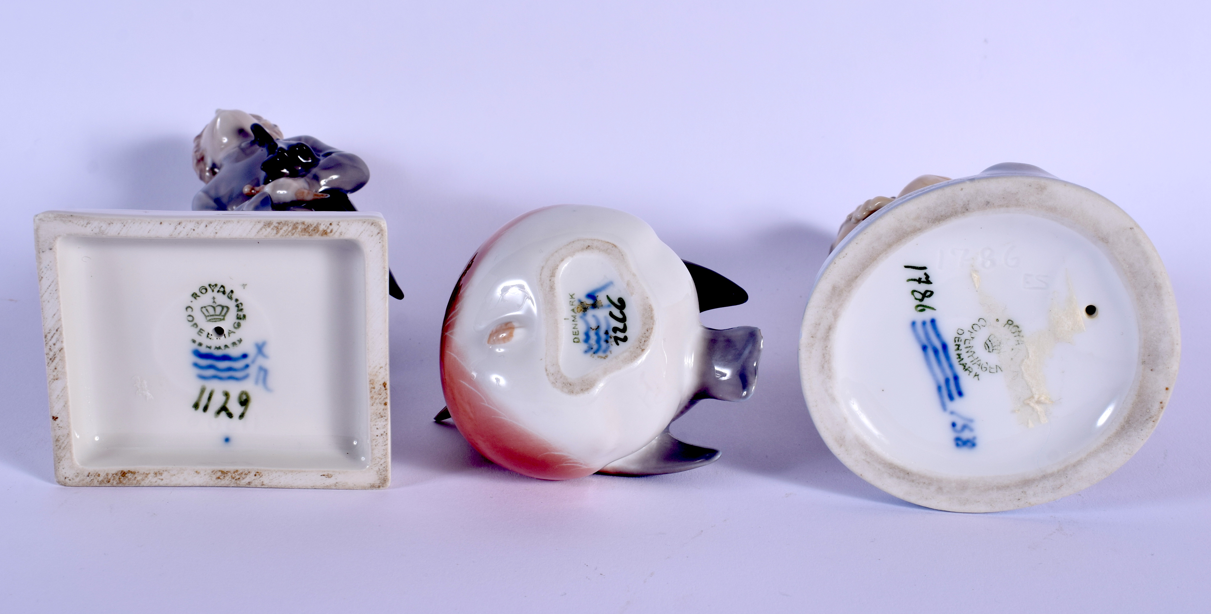 THREE ROYAL COPENHAGEN PORCELAIN FIGURES. Largest 19 cm high. (3) - Image 3 of 3