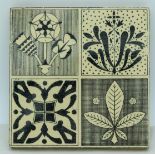 Four Victorian Arts and Crafts tiles 15 x 15 cm (4).