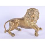 A FINE 18TH CENTURY EUROPEAN GILT BRONZE FIGURE OF A STYLISED LION possibly German, modelled roaring