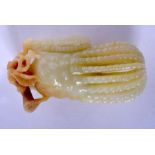 A 19TH CENTURY CHINESE CARVED JADE FINGER CITRON Qing, of naturalistic form. 10 cm x 4.5 cm.