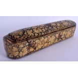 A GOOD LARGE 19TH CENTURY PERSIAN MIDDLE EASTERN LACQUERED QAJAR SLIDING PEN BOX painted with birds