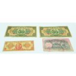 A collection of Four Chinese bank notes (4).