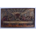 A RARE 19TH CENTURY CONTINENTAL CAST IRON PANEL depicting the last supper. 65 cm x 37 cm.