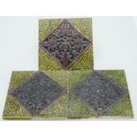 Three Victorian Arts and Crafts tiles 15 x 15 cm (3).