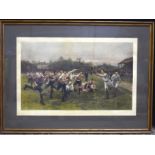 A large print by W Wollen A rugby match 74 x 45cm.
