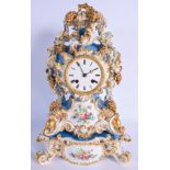 A LARGE 19TH CENTURY FRENCH JACOB PETIT PORCELAIN CLOCK ON STAND painted with floral sprays. Clock 3