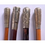 FOUR MILITARY SWAGGER STICKS. (4)