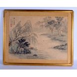 A 19TH CENTURY CHINESE INK WORK WATERCOLOUR LANDSCAPE by Ding Shenyan, Year of Wu Shen C1848. Image