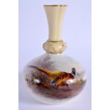 A ROYAL WORCESTER VASE painted with a brace of pheasants by Jas Stinton, signed, shape G799,date cod