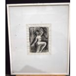 A Framed ink wash of a nude woman 26 x 20 cm.