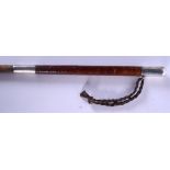 AN ANTIQUE CROCODILE SKIN AND SILVER RIDING CROP. 75 cm long.
