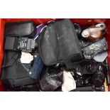 A LARGE COLLECTION OF VINTAGE CAMERAS and accessories. (qty)