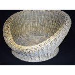 A vintage wicker dog basket 80 x 48cm.