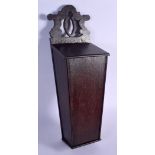 AN ANTIQUE OAK CANDLE BOX. 47 cm x 15 cm.