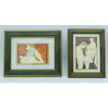 Two framed erotic pictures 10 x 15cm (2).