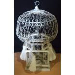 A Vintage metal and wooden bird cage 50 x 28cm .