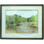 A Framed watercolour of a River Tyne by Joyce York 1996 34 x24 cm