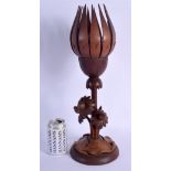 A RARE ART DECO EUROPEAN REVOLVING FLOWER LAMP the stem rotating to open the flower. 44 cm high.