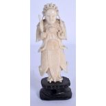 A 19TH CENTURY CHINESE CANTON IVORY FIGURE OF A STANDING IMMORTAL Qing. Ivory 10 cm high.