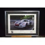 Framed limited edition signed print 48/200 James Dugdale Motor racing 50 x 31 cm.