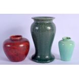 A LANGLEY ART POTTERY VASE and two others. Largest 18 cm high. (3)