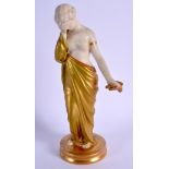 Royal Worcester figure of Sorrow, with ivory body and two tone gilding, shape 2/57, date code 1916.