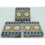 Three Victorian Minton Majolica tiles 15 x 15 cm (3).