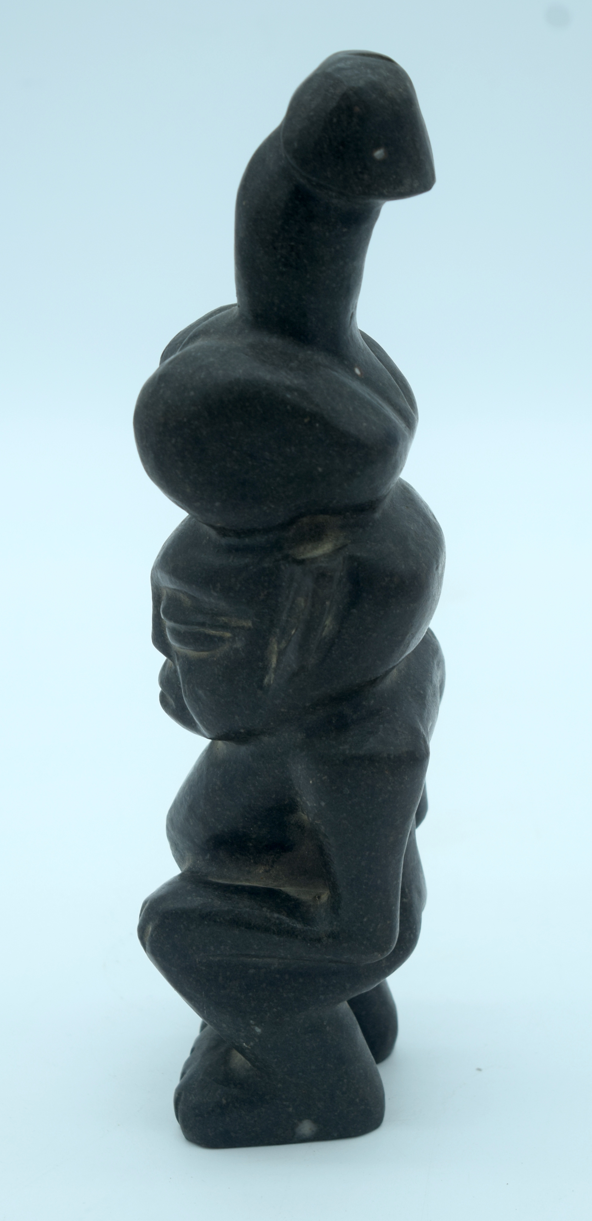 A Chinese hard stone statue of a male with a penis on his head 26 x 7cm. - Image 2 of 4