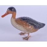 A LOVELY RUSSIAN CARVED AGATE AND 14CT GOLD FIGURE OF A DUCK. 10 cm x 7 cm.