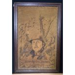 Framed Tapestry of King Albert 1st dated 1934 commemorating his death 79 x 49cm