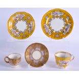 ROYAL CROWN DERBY HEAVILY GILDED SMALL CUP AND SAUCER with yellow and lavender ground date code reta