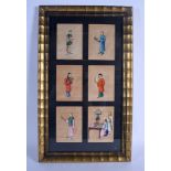 Chinese School (19th Century) Pith paper, six figures. Each image 14 cm x 10 cm.